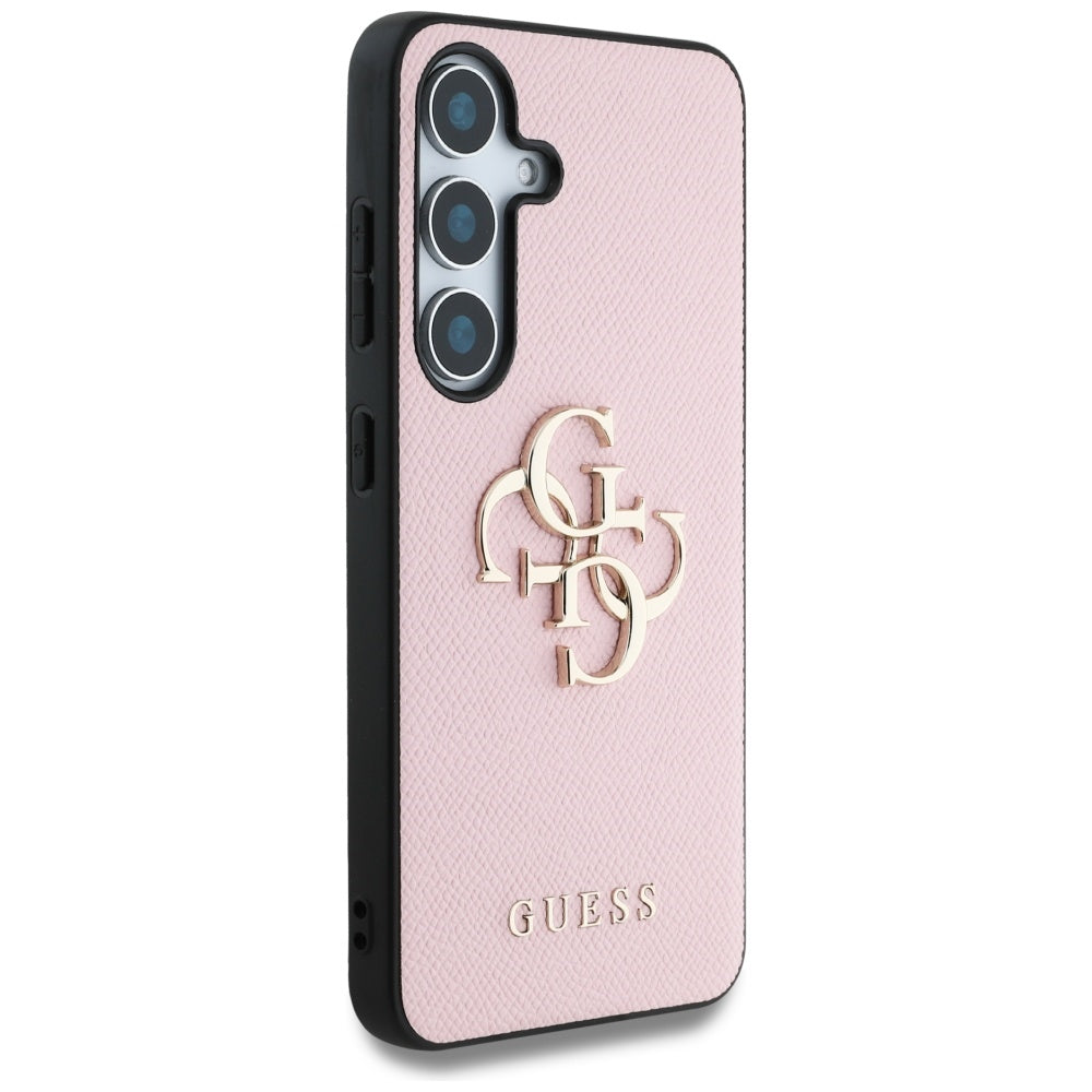 Ovitek za Samsung Galaxy S25+ S936, Guess, 4G Grained Big and Classic Logo, Roza