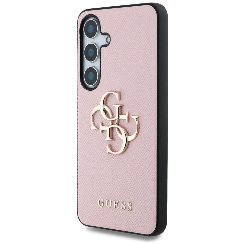 Ovitek za Samsung Galaxy S25+ S936, Guess, 4G Grained Big and Classic Logo, Roza