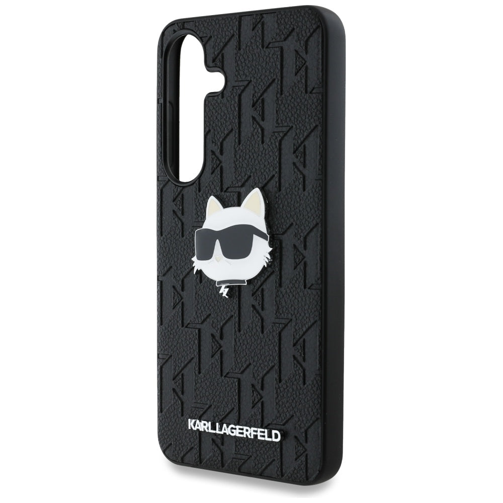 Ovitek za Samsung Galaxy S25+ S936, Karl Lagerfeld, Monogram Choupette's Head, črn