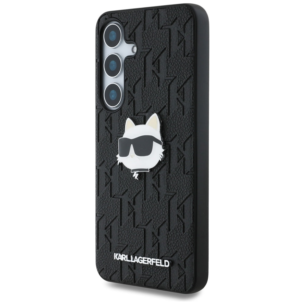 Ovitek za Samsung Galaxy S25+ S936, Karl Lagerfeld, Monogram Choupette's Head, črn