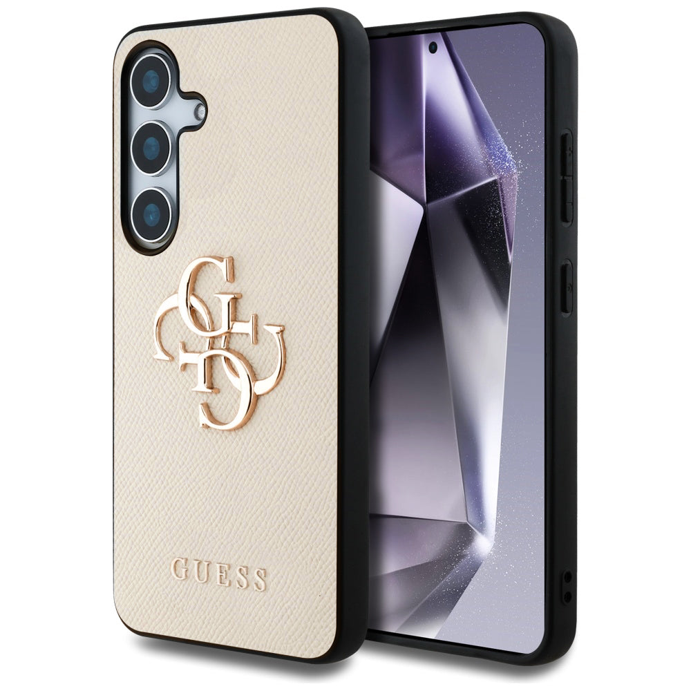 Case for Samsung Galaxy S25 S931, Guess, 4G Grained Big and Classic Logo, Beige