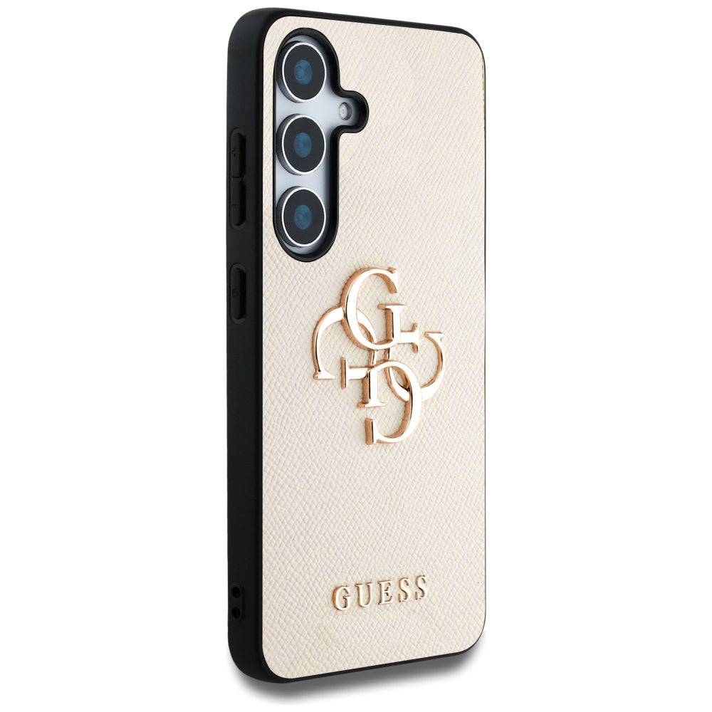 Case for Samsung Galaxy S25 S931, Guess, 4G Grained Big and Classic Logo, Beige
