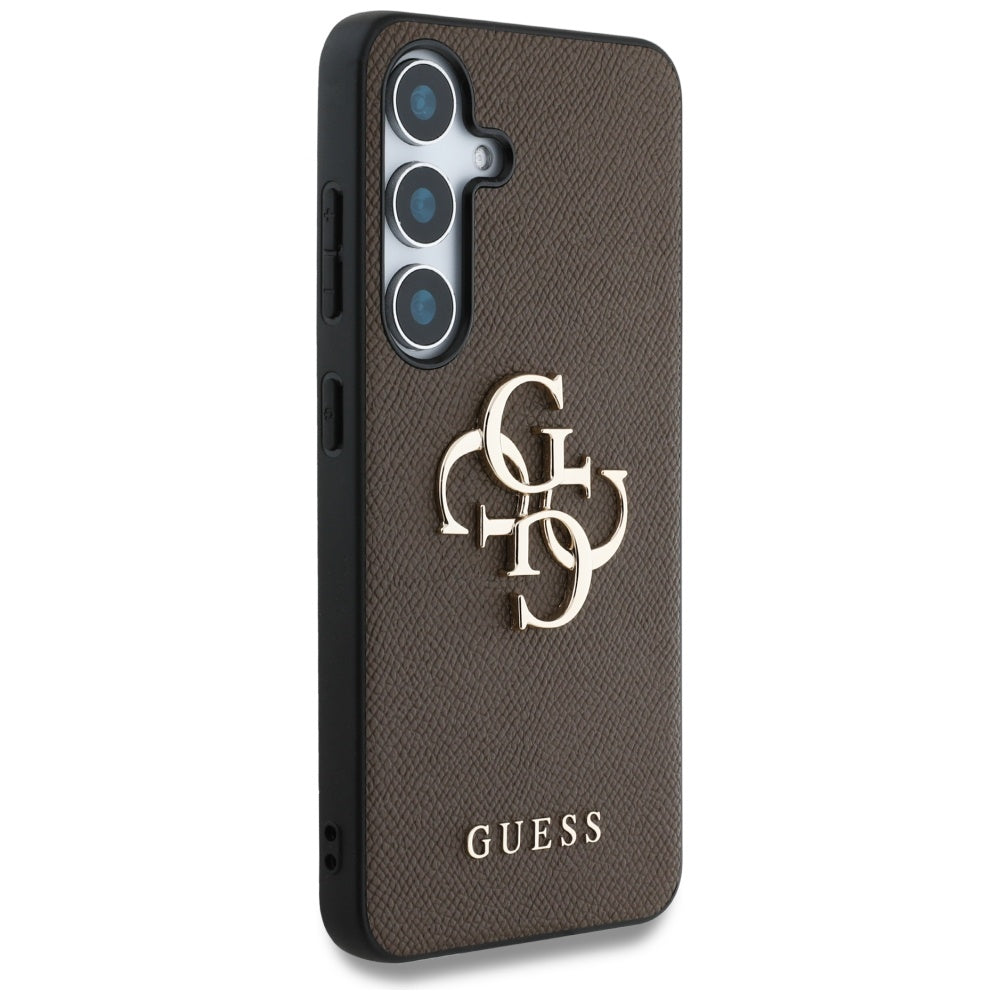 Ovitek za Samsung Galaxy S25 S931, Guess, 4G Grained Big and Classic Logo, rjava