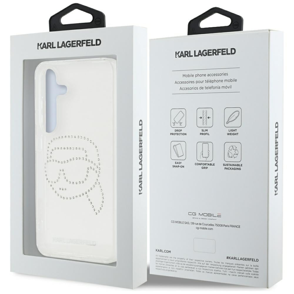 Ovitek za Samsung Galaxy S25 S931, Karl Lagerfeld, IML Rhinestones Karl's Head, Prozoren