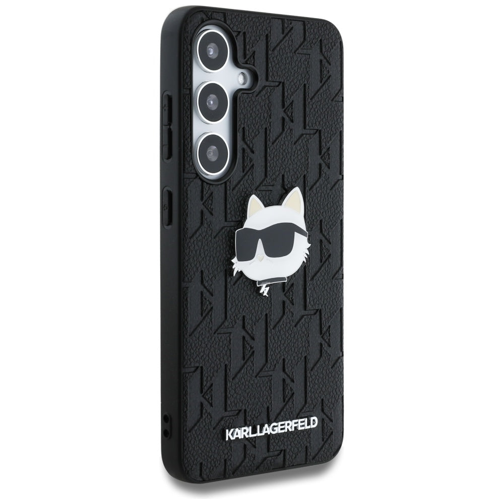 Ovitek za Samsung Galaxy S25 S931, Karl Lagerfeld, Monogram Choupette's Head, Črna