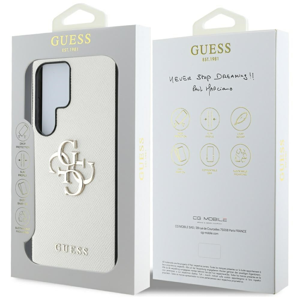 Ovitek za Samsung Galaxy S25 Ultra S938, Guess, 4G Grained Big and Classic Logo, Bež