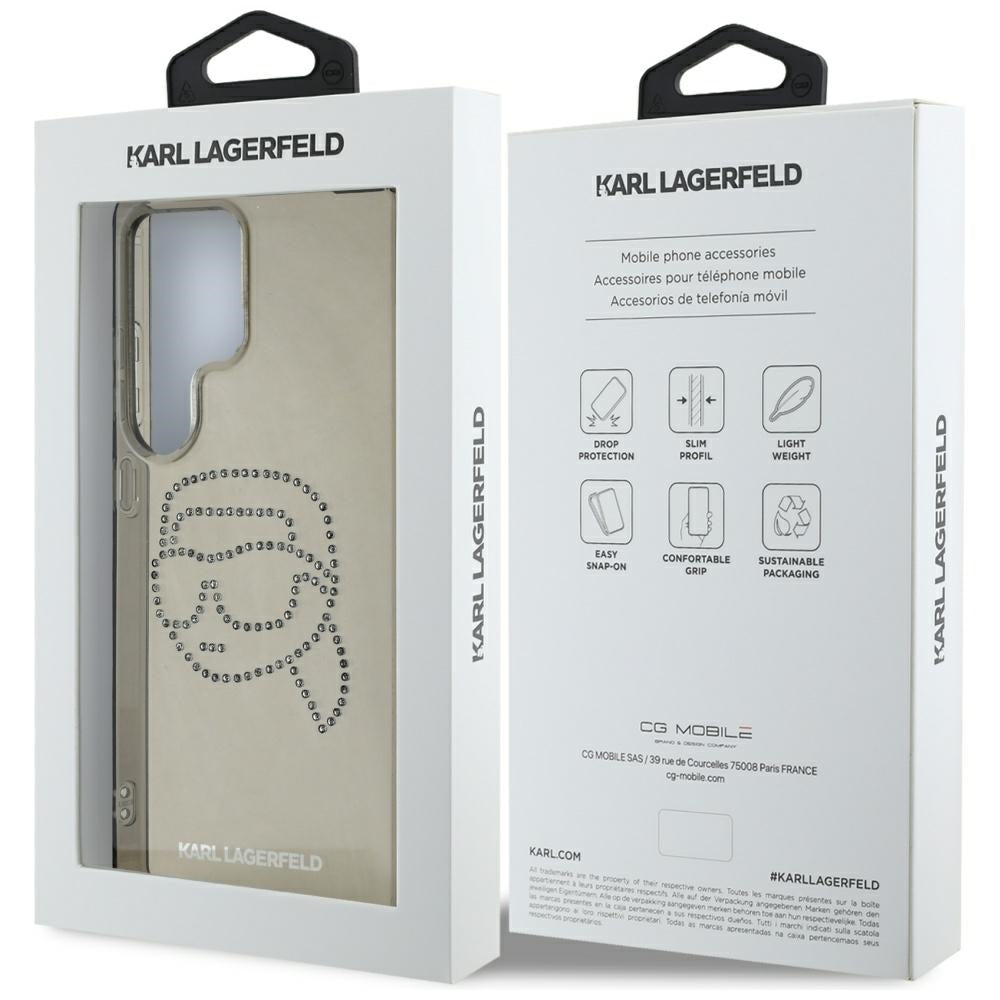 Ovitek za Samsung Galaxy S25 Ultra S938, Karl Lagerfeld, IML Rhinestones Karl's Head, črn