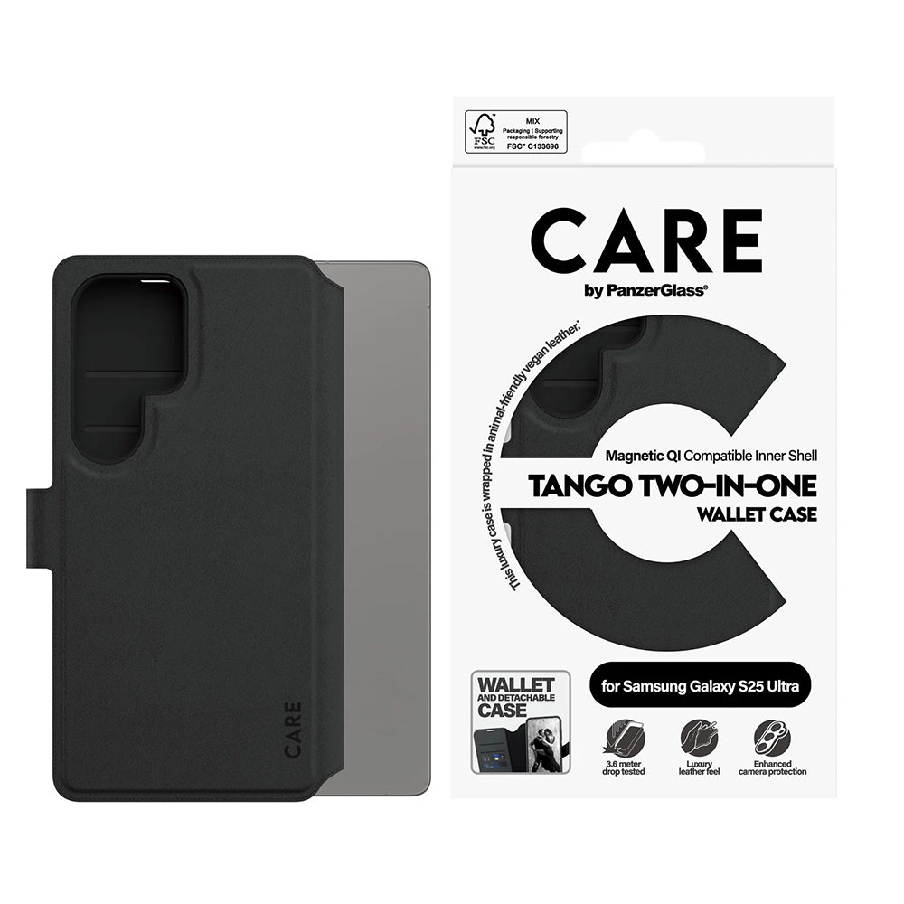 Ovitek za Samsung Galaxy S25 Ultra S938, PanzerGlass, Care Feature Tango Two-in-One, Črn