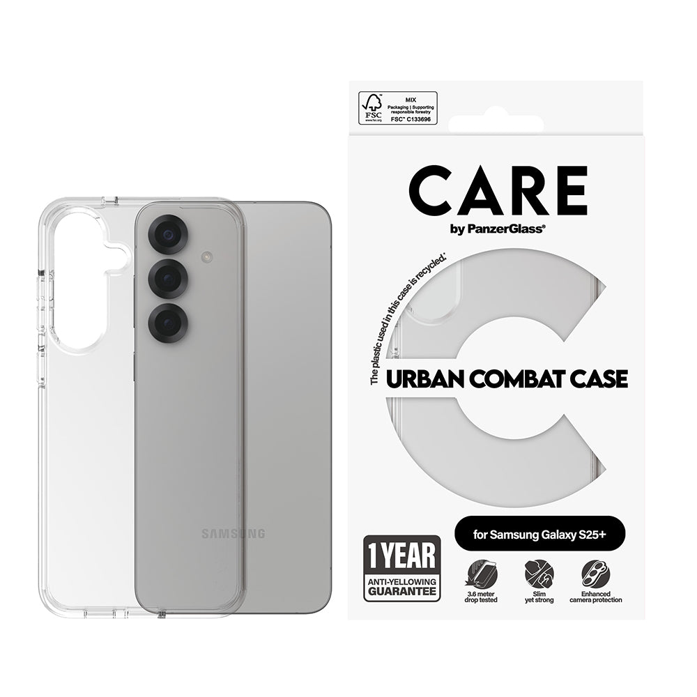 Ovitek za Samsung Galaxy S25 Ultra S938, PanzerGlass, Care Urban Combat, Prozoren