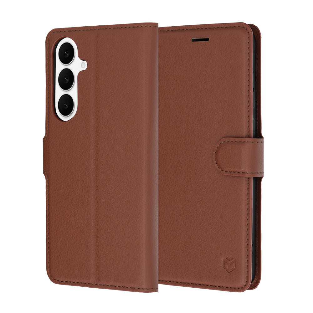 Ovitek za Samsung Galaxy S26 FE S741 / S25 FE, Techsuit, usnjen folio, rjav