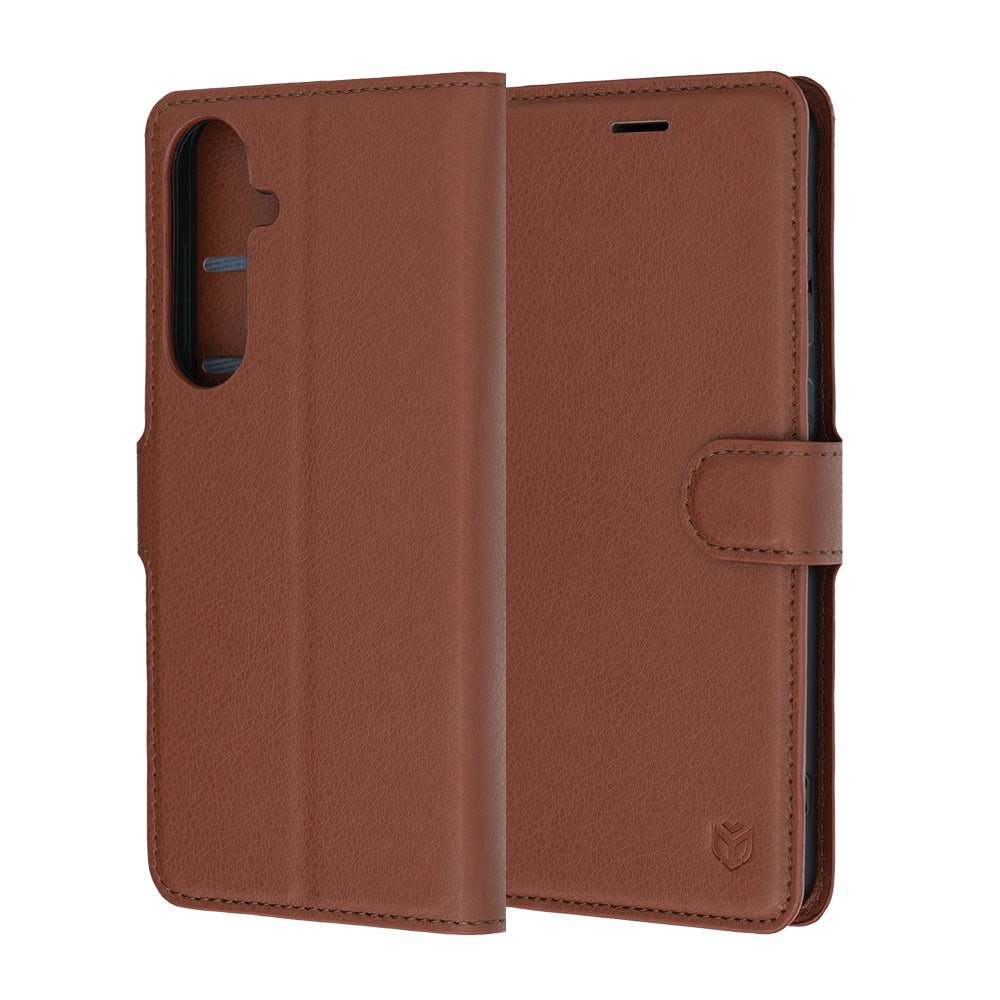 Ovitek za Samsung Galaxy S26 FE S741 / S25 FE, Techsuit, usnjen folio, rjav