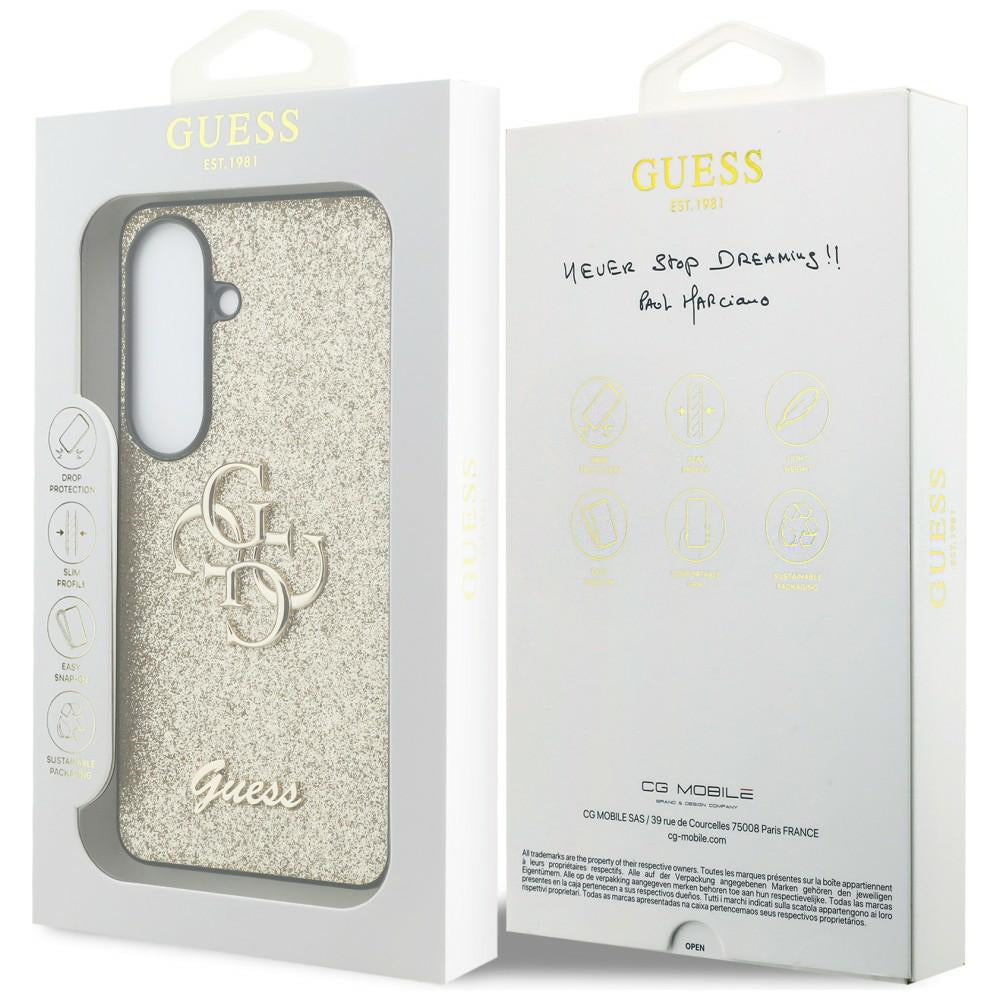 Ovitek za Samsung Galaxy S26 S942, Guess, Fixed Glitter Big 4G Metal Frame, Zlat