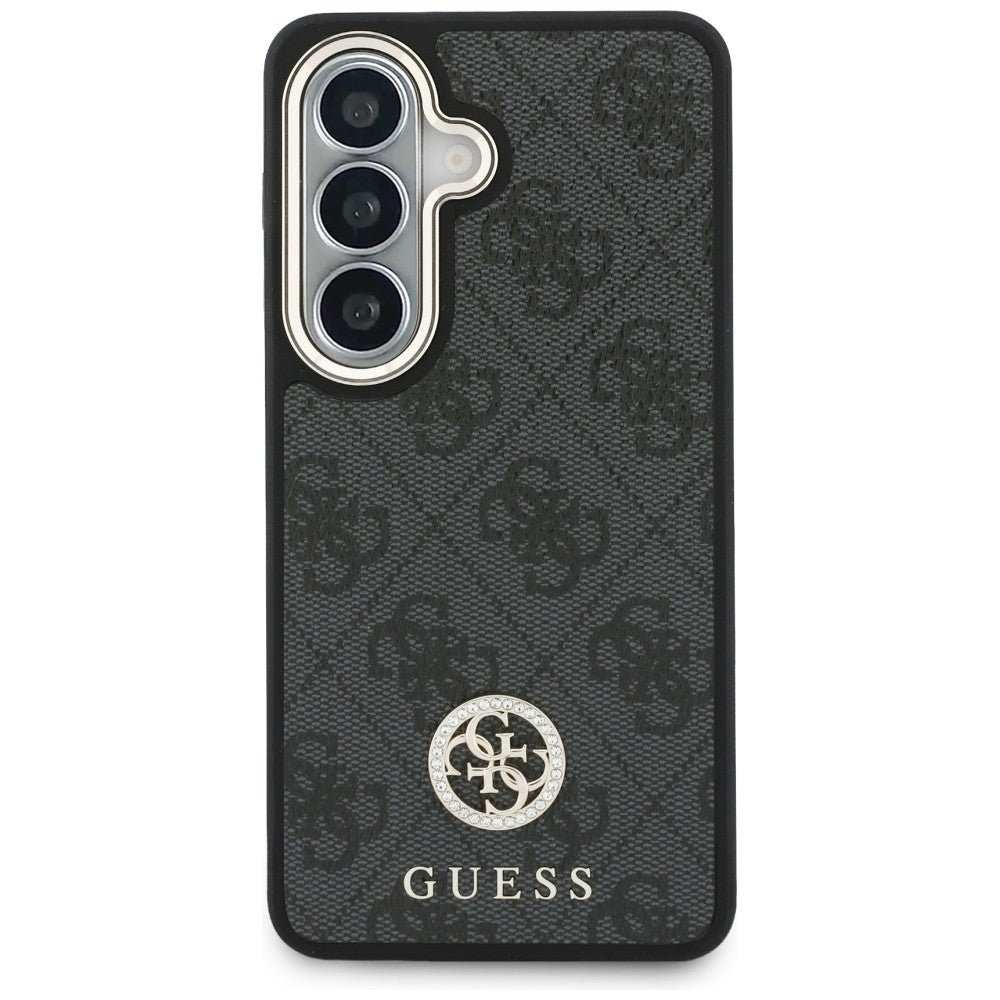 Ovitek za Samsung Galaxy S26 S942, GUESS, 4G Big Rhinestone Triangle Strap, črn
