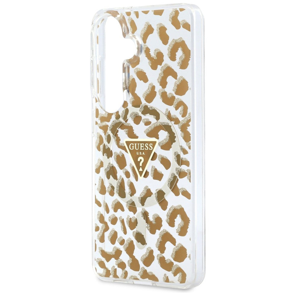 Ovitek MagSafe za Samsung Galaxy S26 S942, Guess, IML Leopard vzorec, rjava