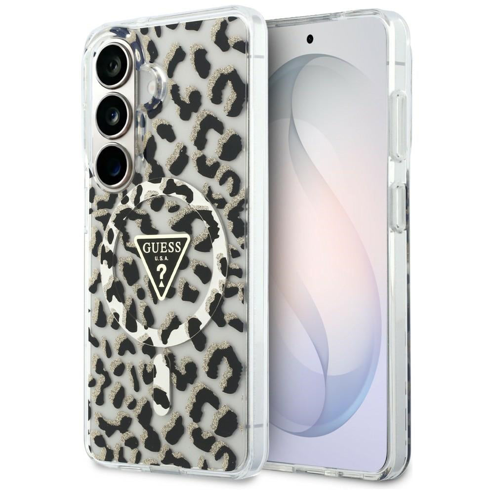 Ovitek MagSafe za Samsung Galaxy S26 S942, Guess, IML Leopard vzorec, črn