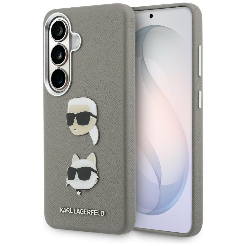 Ovitek za Samsung Galaxy S26 S942, Karl Lagerfeld, Saffiano Karl & Choupette's Head Pin, Siv