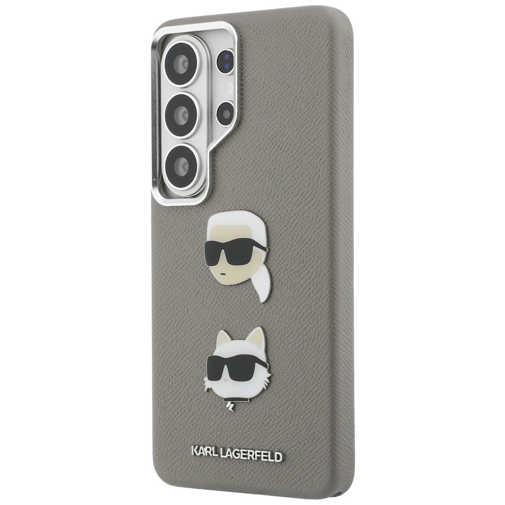 Ovitek za Samsung Galaxy S26 Ultra S948, Karl Lagerfeld, Saffiano Karl & Choupette's Head Pin, Siv