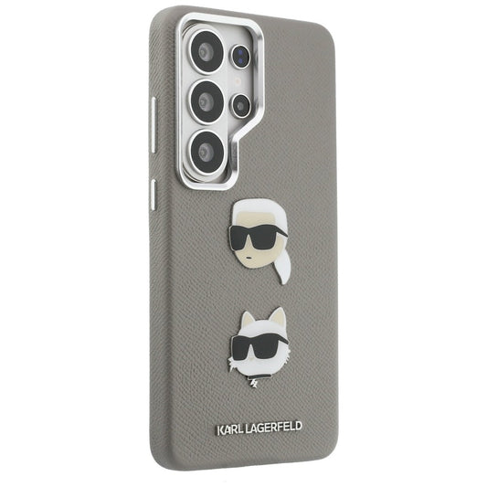 Ovitek za Samsung Galaxy S26 Ultra S948, Karl Lagerfeld, Saffiano Karl & Choupette's Head Pin, Siv