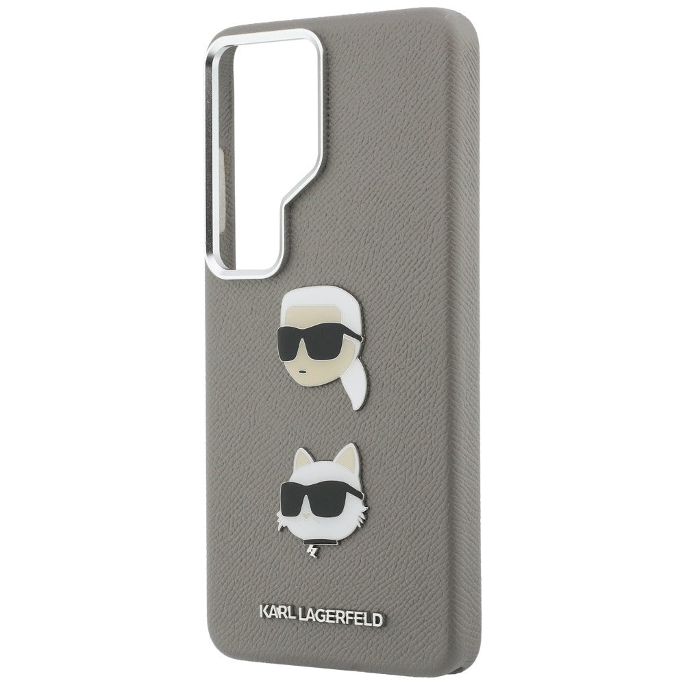 Ovitek za Samsung Galaxy S26 Ultra S948, Karl Lagerfeld, Saffiano Karl & Choupette's Head Pin, Siv