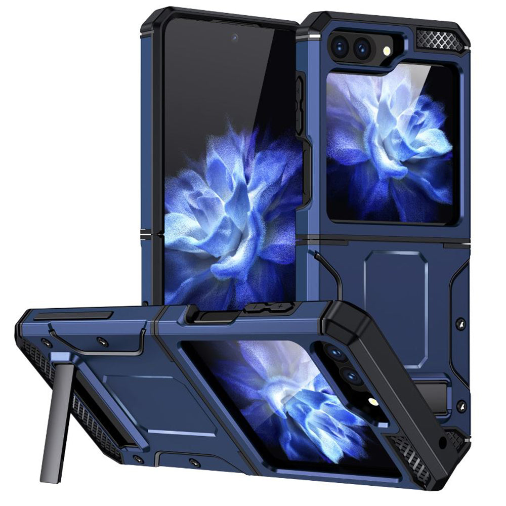 Ovitek za Samsung Galaxy Z Flip5 F731, Techsuit, Hybrid Armor Kickstand, Modra