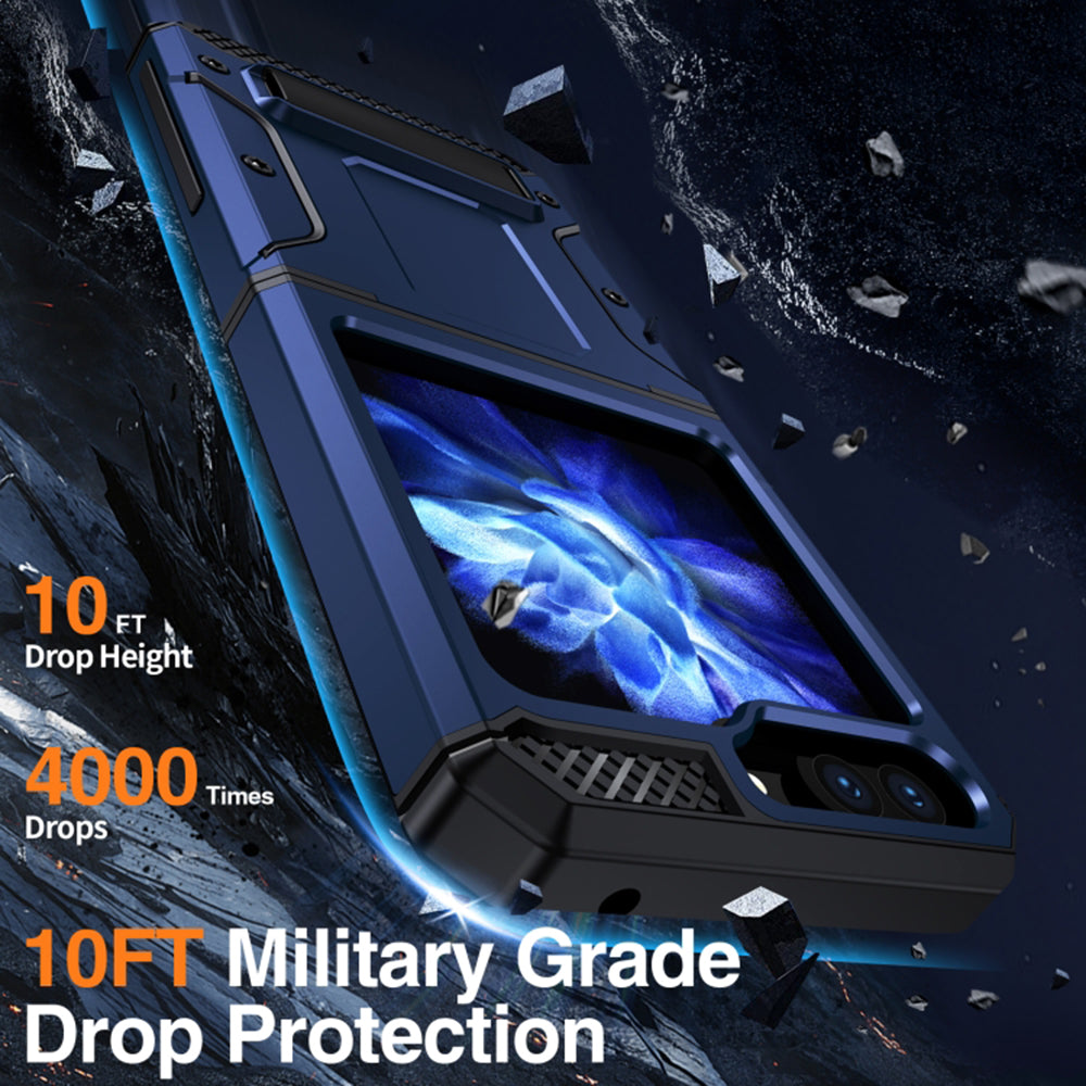 Ovitek za Samsung Galaxy Z Flip5 F731, Techsuit, Hybrid Armor Kickstand, Modra