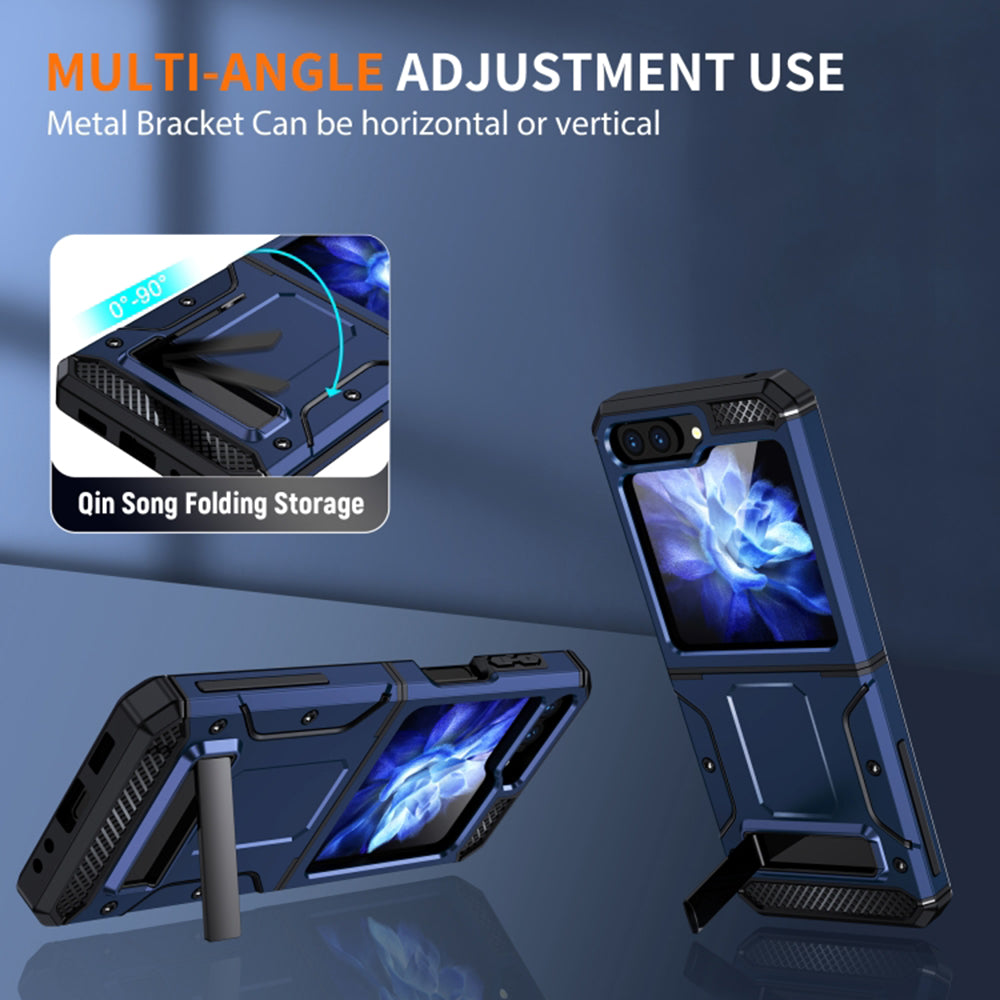 Ovitek za Samsung Galaxy Z Flip5 F731, Techsuit, Hybrid Armor Kickstand, Modra