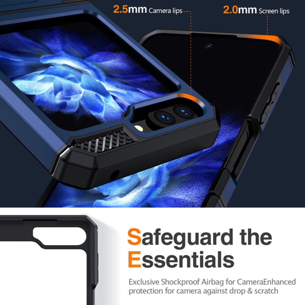 Ovitek za Samsung Galaxy Z Flip5 F731, Techsuit, Hybrid Armor Kickstand, Modra