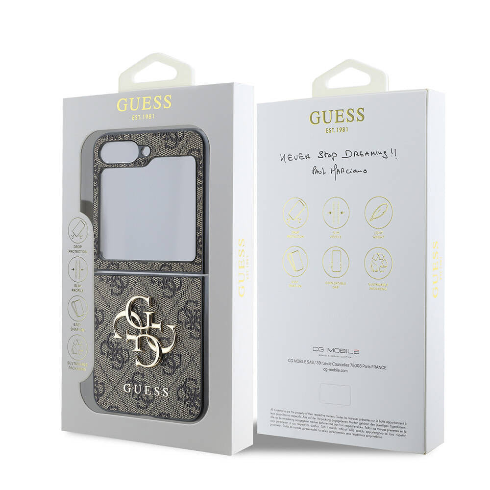 Ovitek za Samsung Galaxy Z Flip7 F766, Guess, 4G Metal Logo, črn