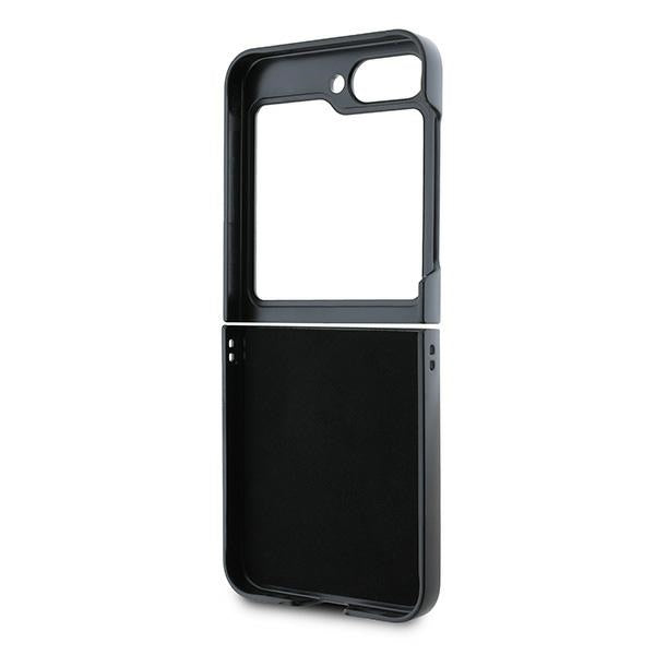 Ovitek za Samsung Galaxy Z Flip7 FE F761 / Z Flip6 F741, Karl Lagerfeld, Saffiano Monogram Karl's Head Metal, črn