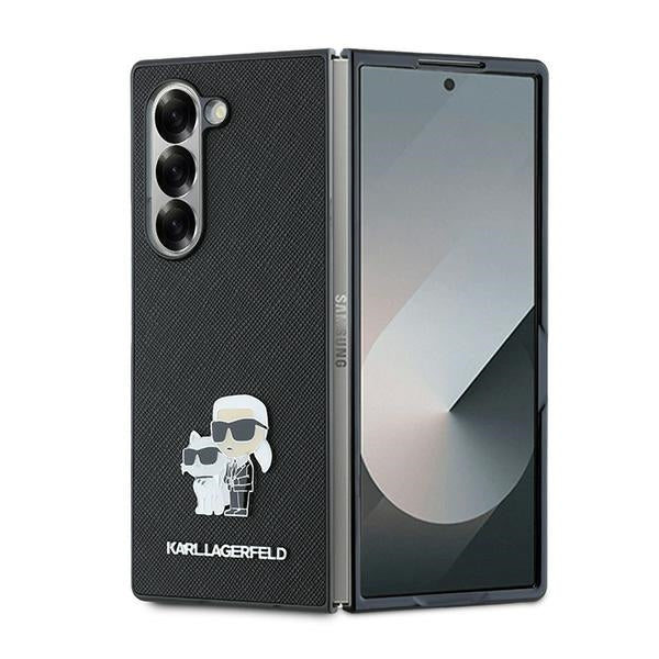 Ovitek za Samsung Galaxy Z Fold6 F956, Karl Lagerfeld, Saffiano Karl & Choupette Metal, črn