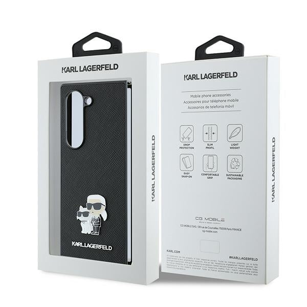 Ovitek za Samsung Galaxy Z Fold6 F956, Karl Lagerfeld, Saffiano Karl & Choupette Metal, črn