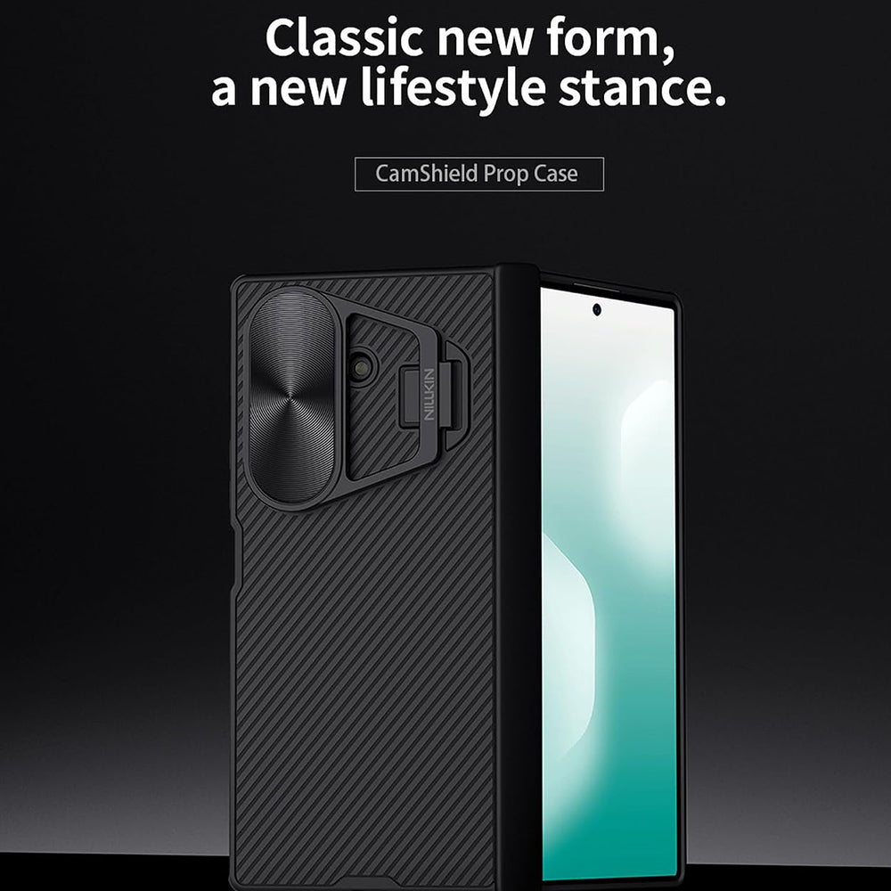 Ovitek za Samsung Galaxy Z Fold7 F966, Nillkin, CamShield Prop z metalnim pokrovom leče, črn