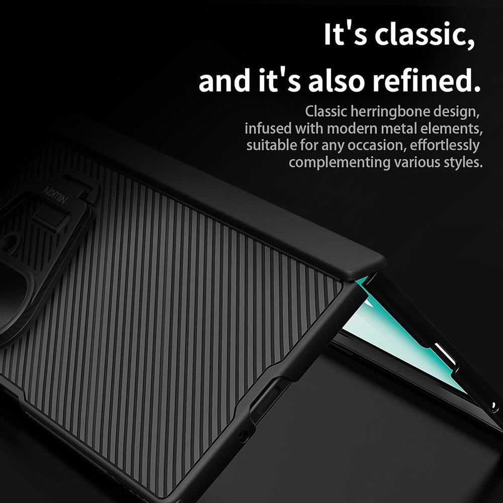Ovitek za Samsung Galaxy Z Fold7 F966, Nillkin, CamShield Prop z metalnim pokrovom leče, črn