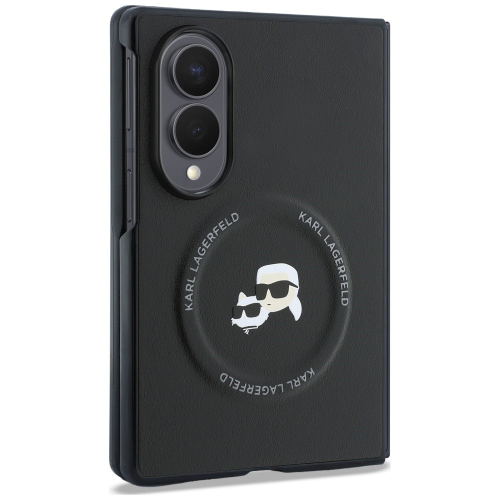 Ovitek za Samsung Galaxy Z Fold8 F971, Karl Lagerfeld, Karl & Choupette Head Pin, Črn