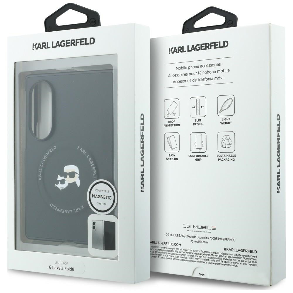 Ovitek za Samsung Galaxy Z Fold8 F971, Karl Lagerfeld, Karl & Choupette Head Pin, Črn