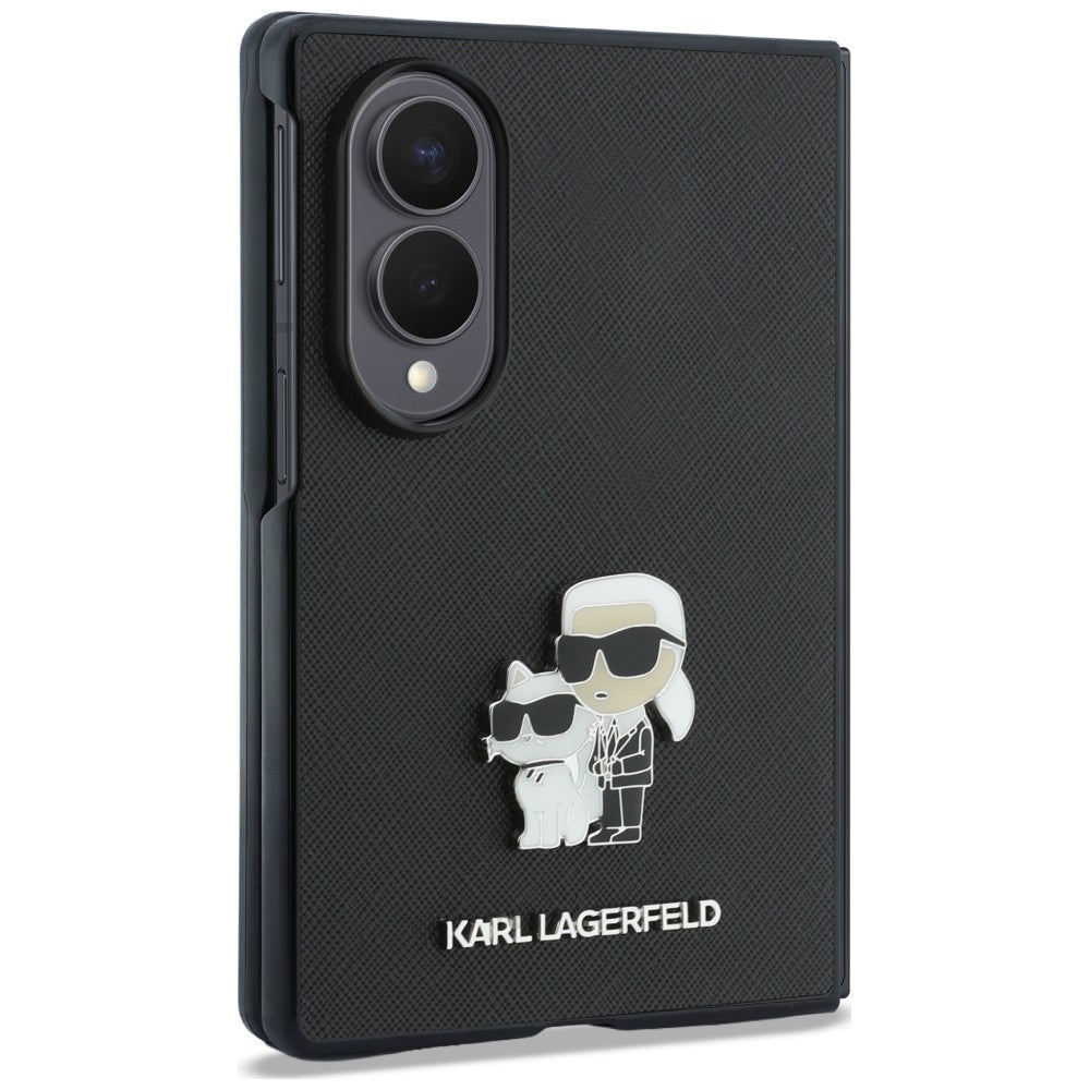 Ovitek za Samsung Galaxy Z Fold8 F971, Karl Lagerfeld, Saffiano Karl & Choupette kovinski zatič, črn