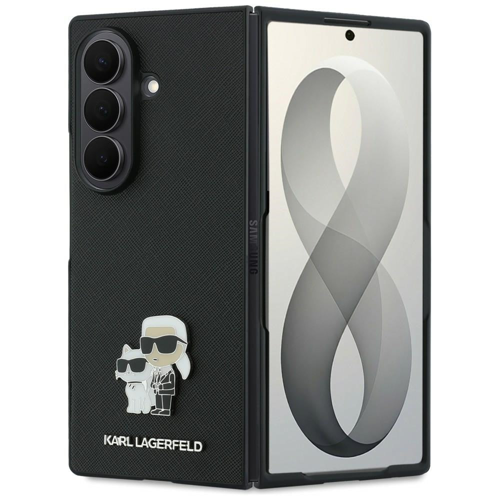 Ovitek za Samsung Galaxy Z Fold8 Ultra F976, Karl Lagerfeld, Saffiano Karl & Choupette kovinska zaponka, črna