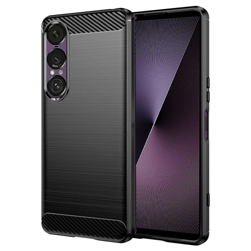 Ovitek za Sony Xperia 1 VII, Techsuit, Karbon, Črn