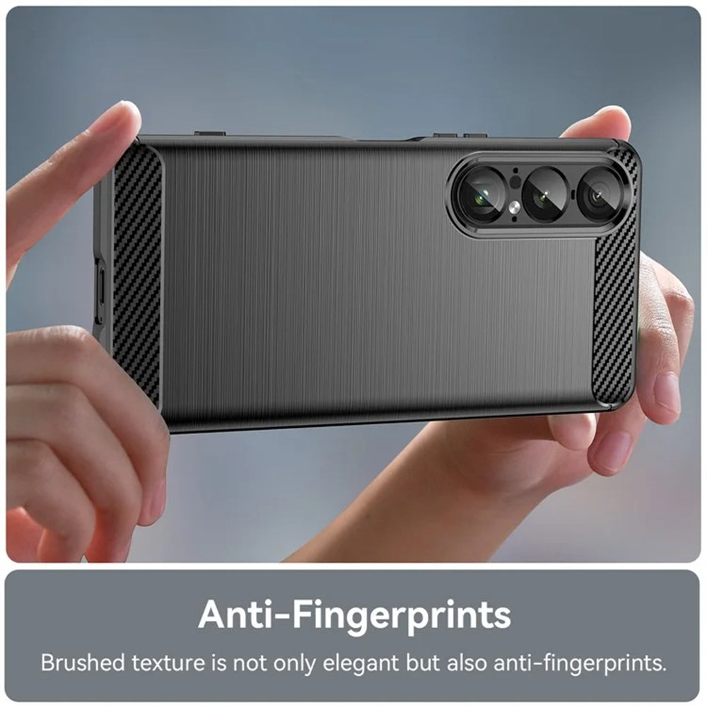 Ovitek za Sony Xperia 1 VII, Techsuit, Karbon, Črn