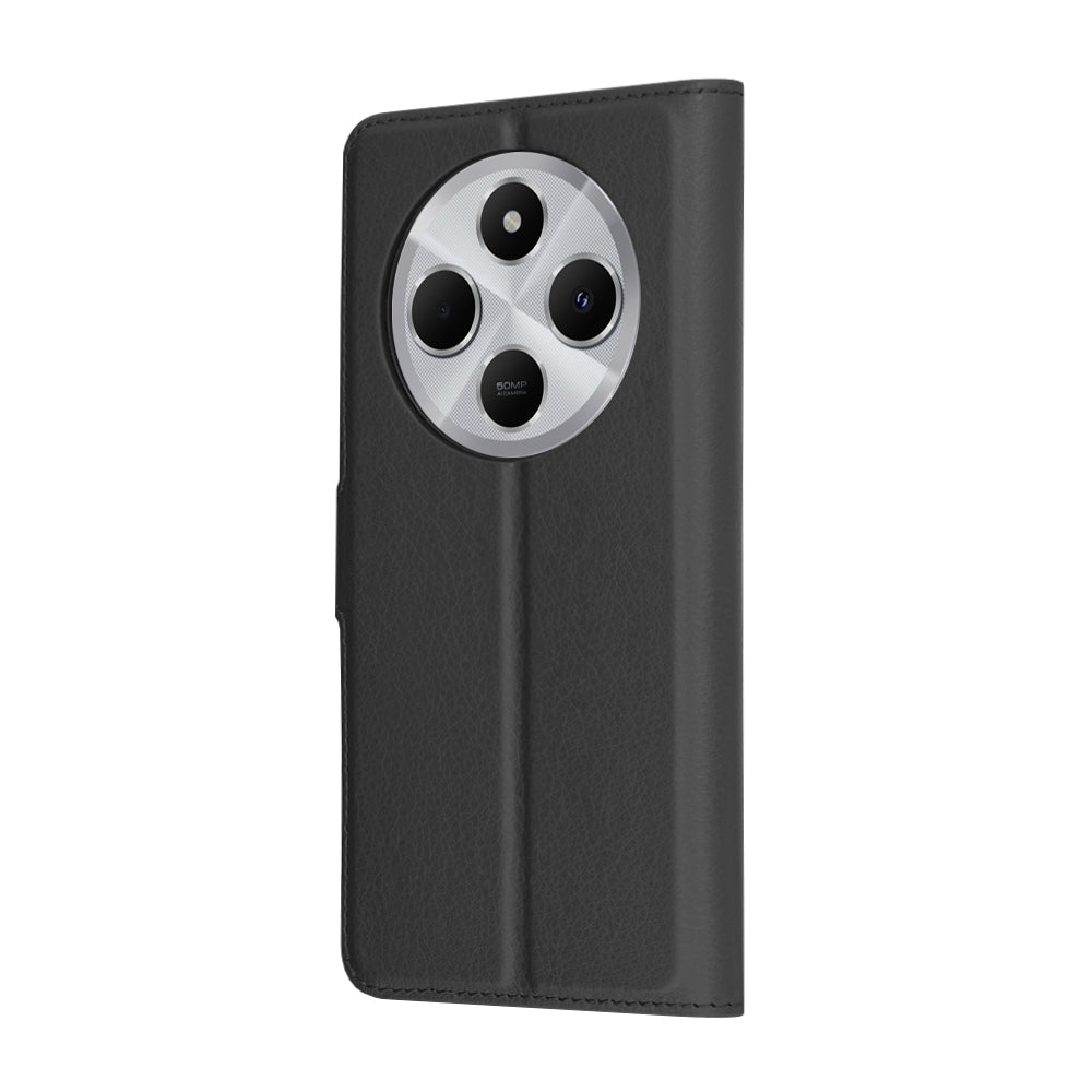 Ovitek za Xiaomi Poco C75 / Redmi 14C, Techsuit, usnjeni folio, črn