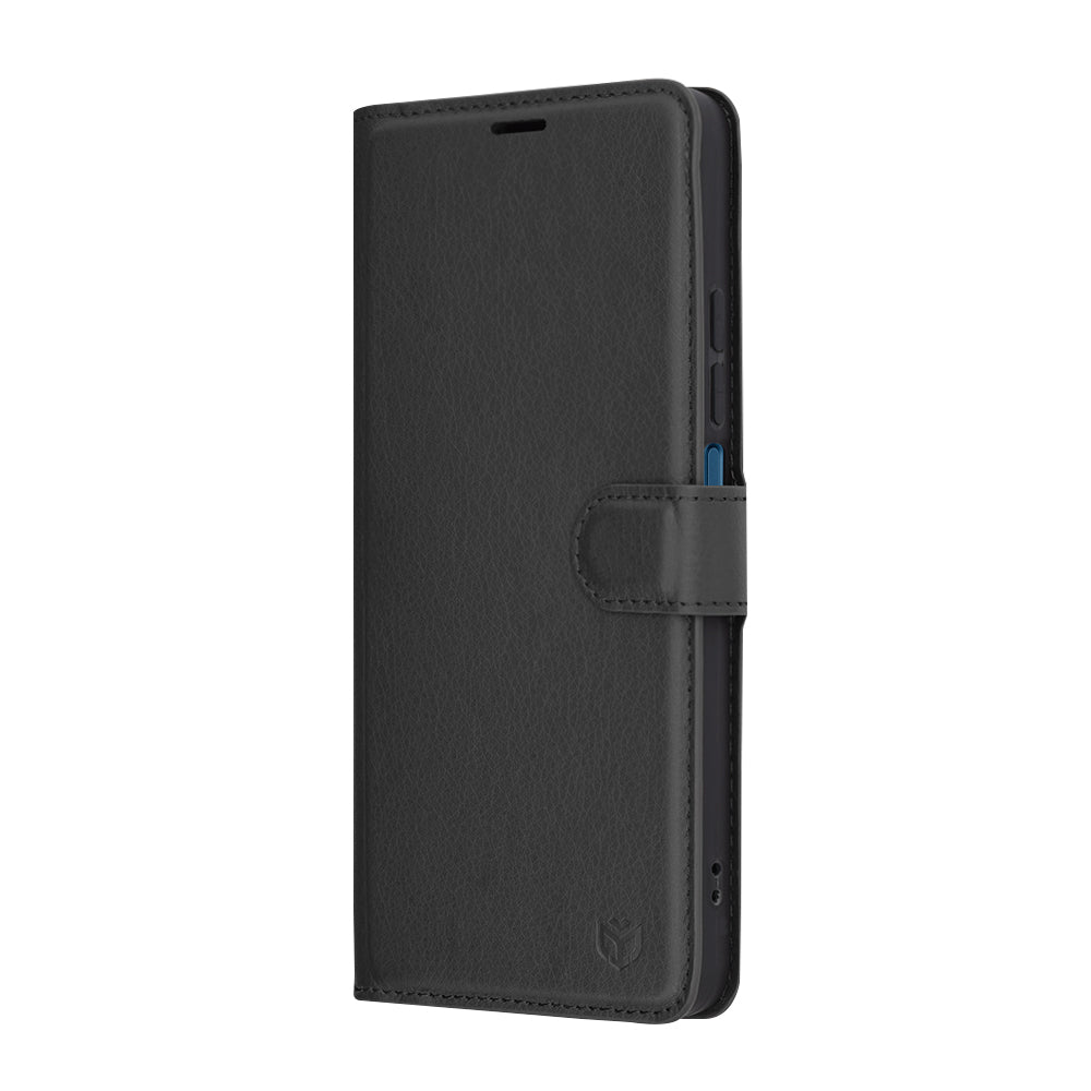 Ovitek za Xiaomi Poco C75 / Redmi 14C, Techsuit, usnjeni folio, črn