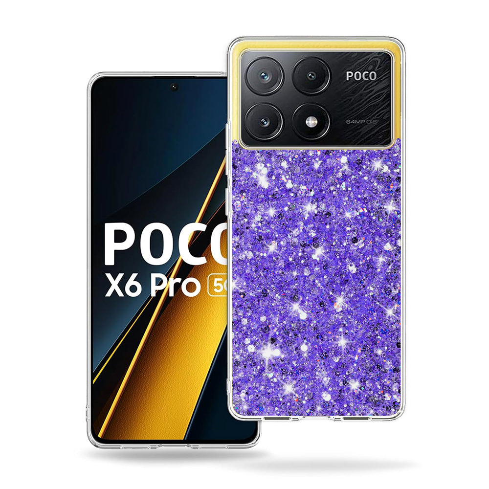 Ovitek za Xiaomi Poco X6 Pro, Techsuit, Bleščeči bleščice, Vijolična