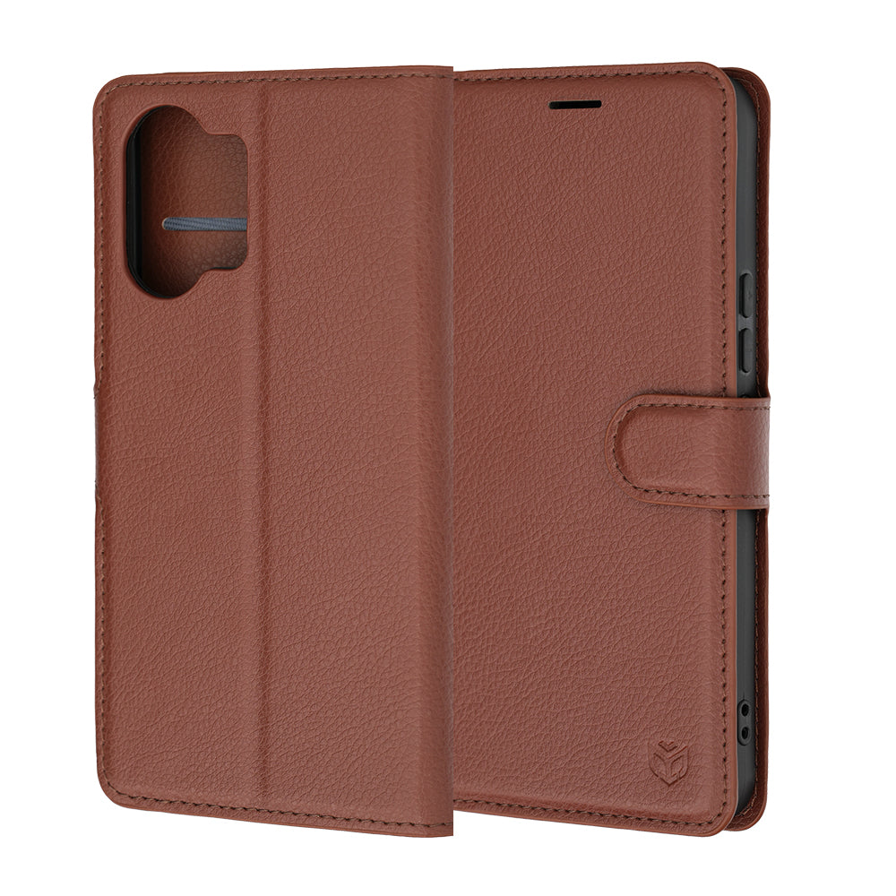 Ovitek za Xiaomi Poco X8 Pro Max, Techsuit, usnjen folio, rjav