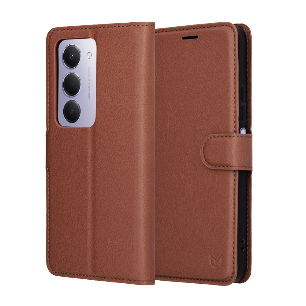 Ovitek za Xiaomi Redmi 15 5G / 15 4G, Techsuit, Leather Folio, rjava