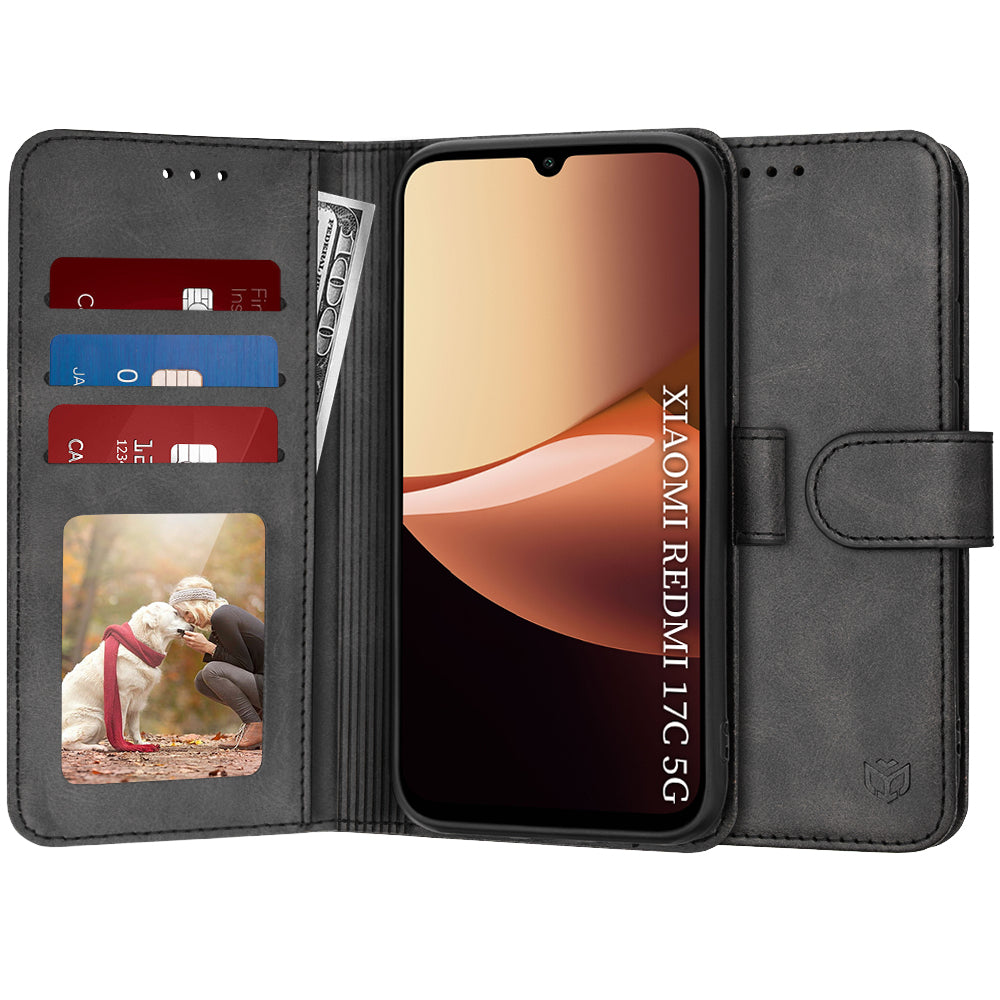 Ovitek za Xiaomi Redmi 17C 5G, Techsuit, Diary Book, Črn