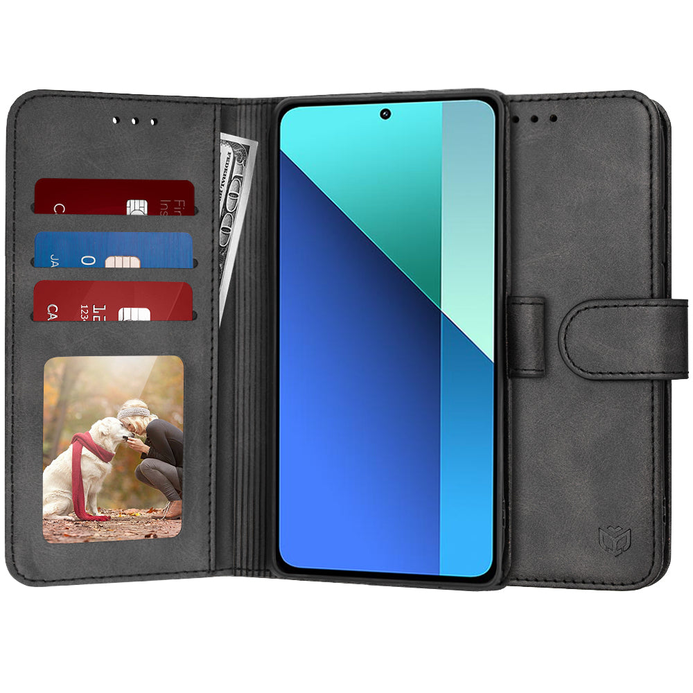 Ovitek za Xiaomi Redmi Note 13 4G, Techsuit, Diary Book, Črn