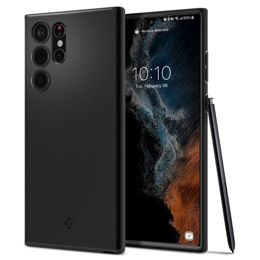 Ohišje za Samsung Galaxy S22 Ultra 5G S908, Spigen, Thin Fit, črno ACS03911