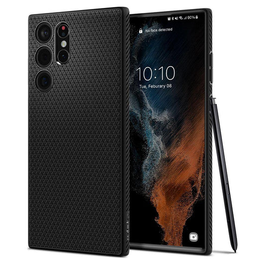 Ohišje za Samsung Galaxy S22 Ultra 5G S908, Spigen, Liquid Air Matte, črno ACS03915