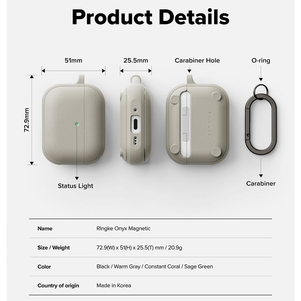 Magnetni ovitek Ringke Onyx za Apple AirPods Pro 3, siva