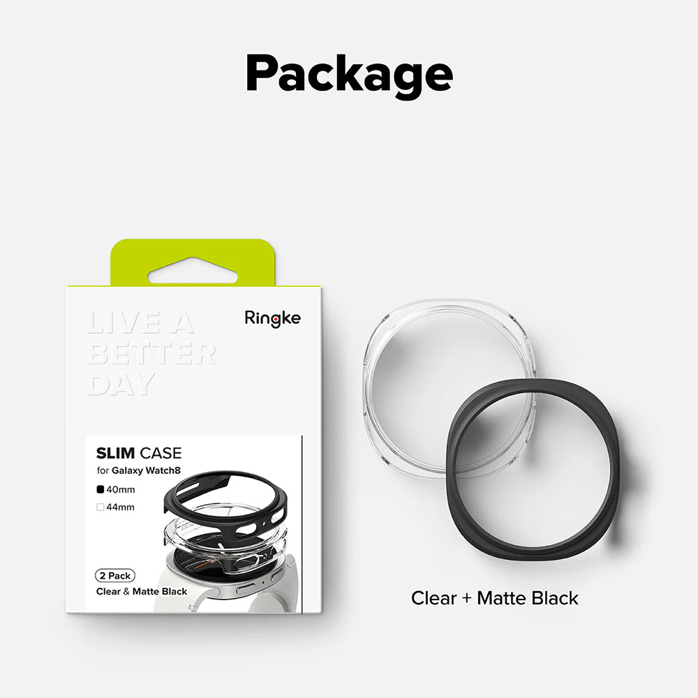 Ovitek Ringke Slim za Samsung Galaxy Watch8 40mm, komplet 2 kosa, mat črn